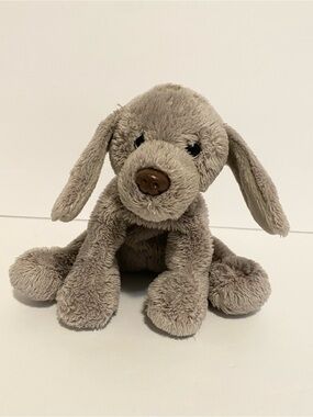 Russ Luv Pets Grey Puppy Dog Beanie Floppy Stuffed Animal Toy 5”